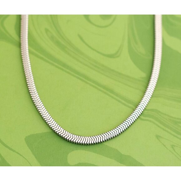 Vintage Dragon Spine Silver Tone Chain Necklace 18 inch - W21 - Picture 1 of 3